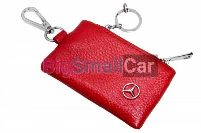 Чехол Для Ключей Merсedes Универсальный, Кожаный С Металическим Значком, Красный bgt1015